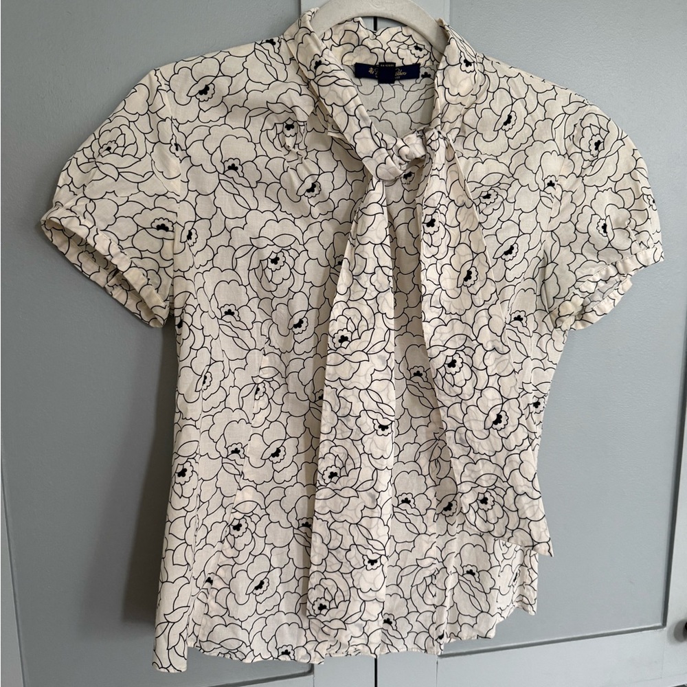 Brooks Brothers Floral Print Blouse with Tie Neck